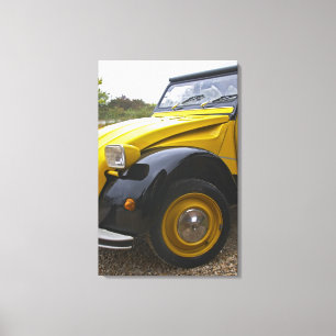 Impressão Em Tela Um velho Citroen 2CV 2 CV preto e amarelo,
