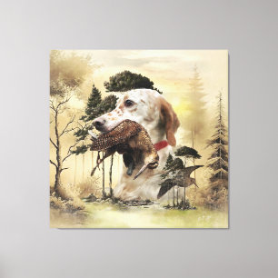 Impressão Em Tela Um Woodcock com o setter inglês