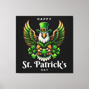 Impressão Em Tela uma águia com chapéu de leprechaun verde