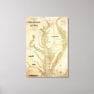 Impressão Em Tela Uma carta do Chesapeake e das baías de Delaware