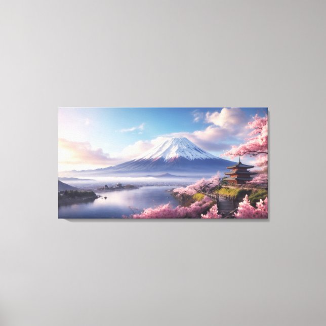 Impressão Em Tela Uma fantástica pintura de óleo do Monte Fuji (Frente)