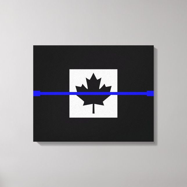 Impressão Em Tela Uma fina linha azul bandeira canadense (Frente)