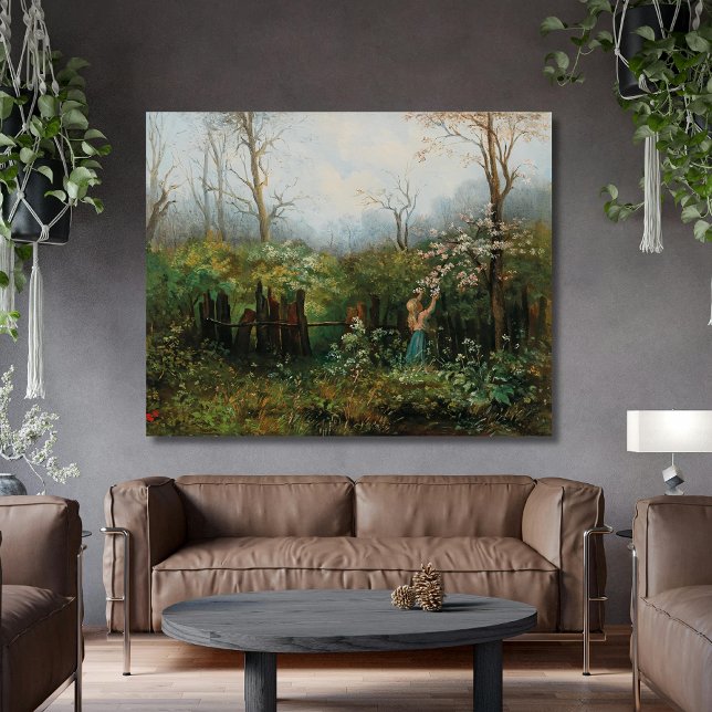 Impressão Em Tela Uma garota no jardim - Olga Wisinger-Florian (Criador carregado)