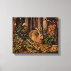 Impressão Em Tela Uma Lebre na Floresta - Hoffman - Arte Antiga