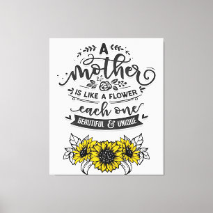 Impressão Em Tela Uma mãe é como uma flor, um presente de Dia de a