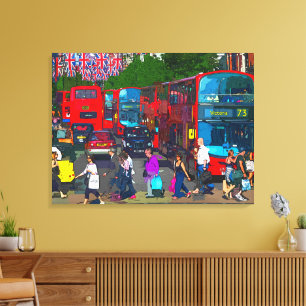 Impressão Em Tela Uma movimentada Oxford Street com compradores e ôn