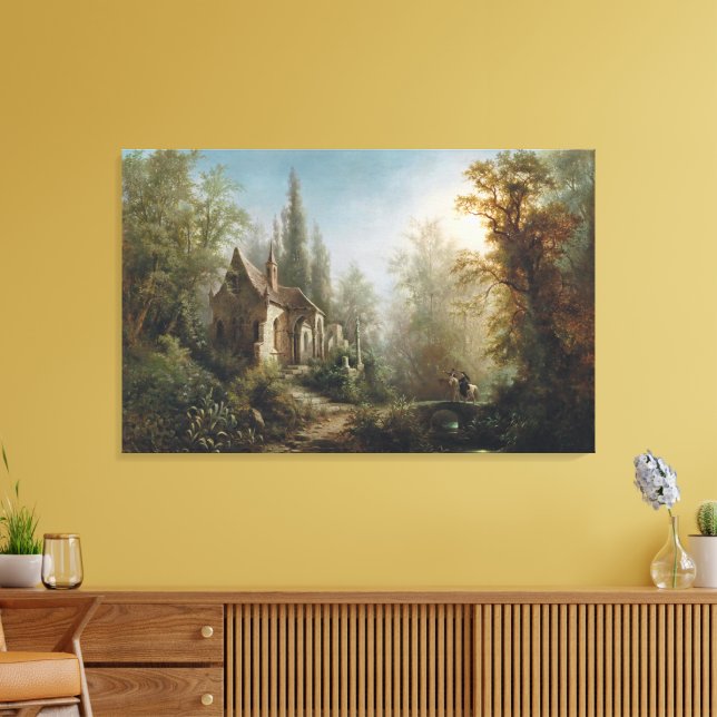 Impressão Em Tela Uma Noite Lua Sobre Capela e Cavaleiros - Rieger (Insitu(Sala de estar))