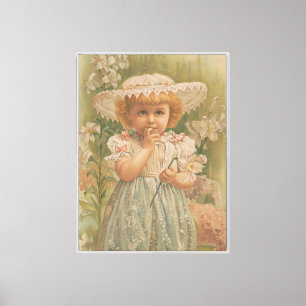Impressão Em Tela "Uma Páscoa em Flor" Ilustração Vintage, cerca de