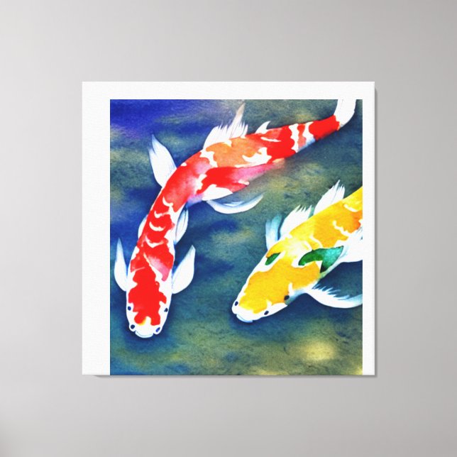 Impressão Em Tela Uma pintura aquosa de koi Fish (Frente)