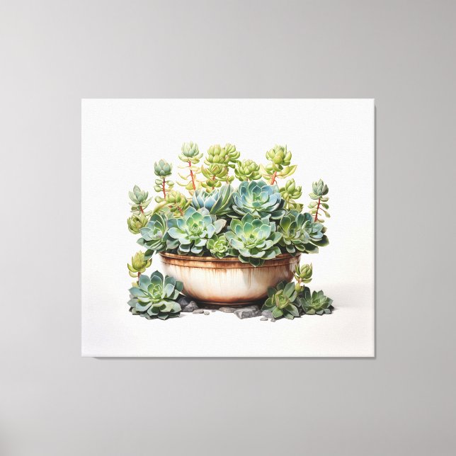 Impressão Em Tela Uma Pintura de Aquarela Oasis Succulta (Frente)