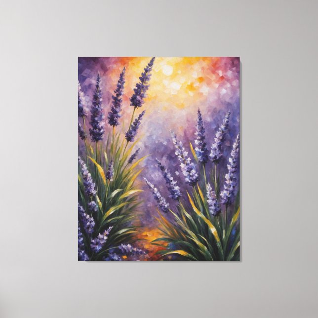 Impressão Em Tela uma pintura de flores roxas vindima (Frente)