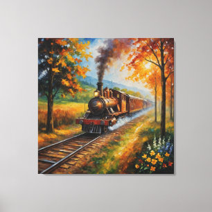Impressão Em Tela uma pintura de um comboio na via