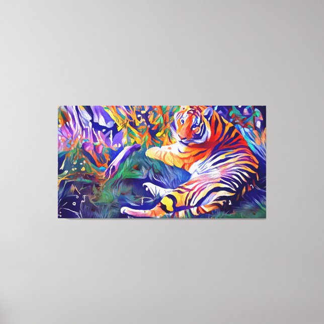 Impressão Em Tela uma pintura de um tigre na selva, arte digital (Frente)