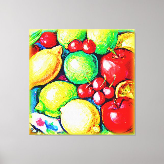 Impressão Em Tela Uma Pintura Livremente De Frutas. Comprar Agora (Frente)