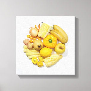 Impressão Em Tela Uma seleção de frutas & de vegetais amarelos