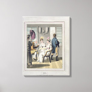 Impressão Em Tela Uma senhora européia, atendida por um empregado,