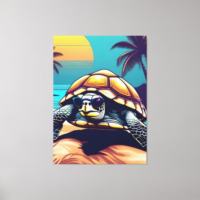 Impressão Em Tela Uma Tartaruga Vestindo óculos de sol (Frente)