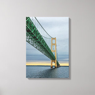 Impressão Em Tela Uma vista da ponte Mackinac a partir do Lago Michi