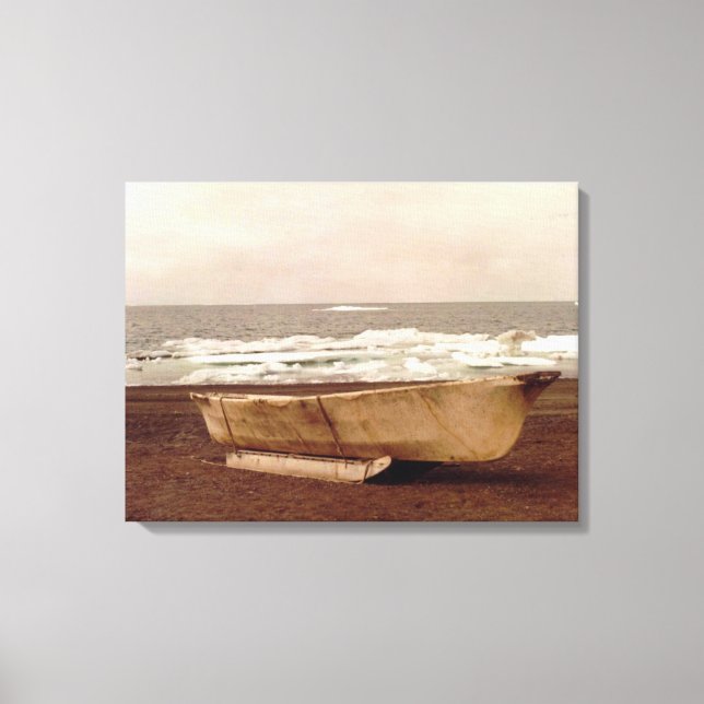 Impressão Em Tela Umiak, Walrus Skin Whalers Boat Pt. Barrow Alaska (Frente)