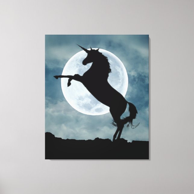 Impressão Em Tela Unicorn Silhouette Full Moon Night Sky (Frente)