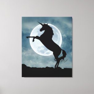 Impressão Em Tela Unicorn Silhouette Full Moon Night Sky, ZKOA