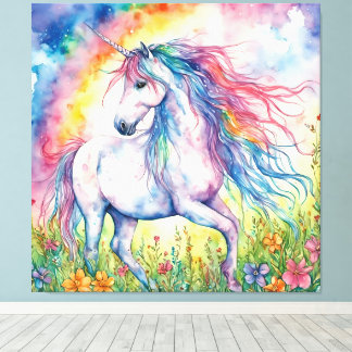 Impressão Em Tela Unicorn Watercolor