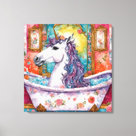 Impressão Em Tela Unicórnio Adorável no Banho
