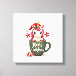 Impressão Em Tela Unicórnio de Natal Vintage em Caneca Feliz Natal C