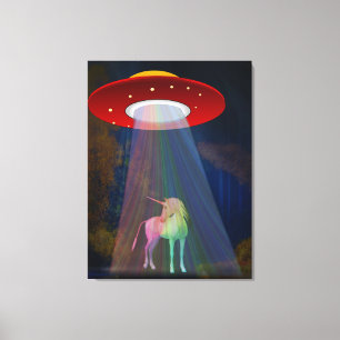 Impressão Em Tela Unicórnio em UFO Rainbow Beam at Night, ZKoA