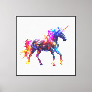 Impressão Em Tela Unicórnio Fofo Colorido Brilhante
