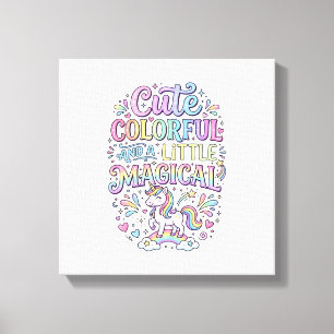 Impressão Em Tela Unicórnio Fofo Colorido e um Pouco Mágico Original