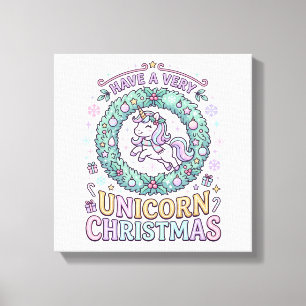 Impressão Em Tela Unicórnio Tenha um Natal Muito Unicórnio Negrito T