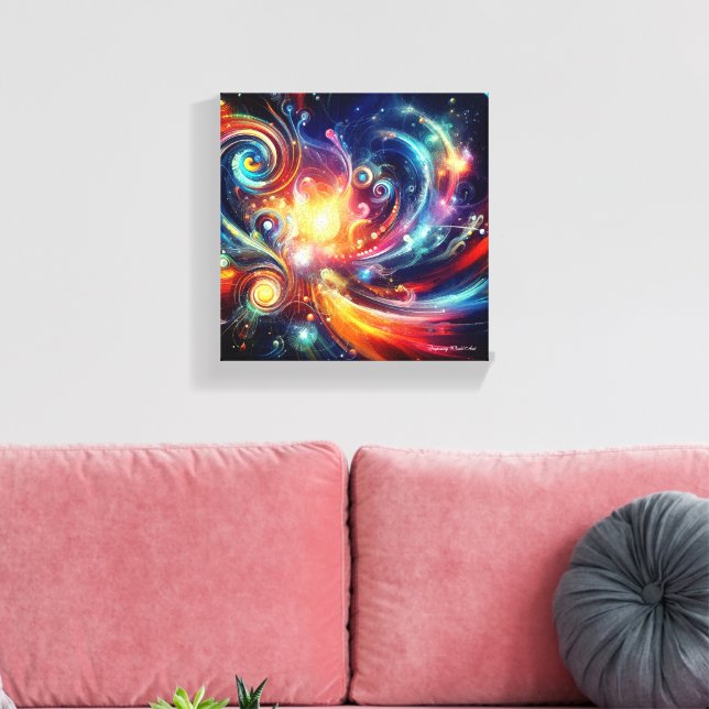 Impressão Em Tela "Universo Colorido" (Insitu(Sala de estar))