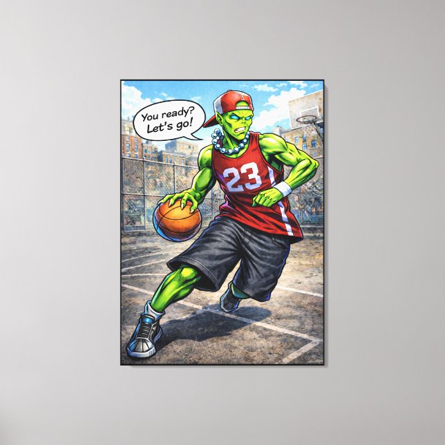 Impressão Em Tela Urban Alien Basketball Player - Comic Style Art (Frente)