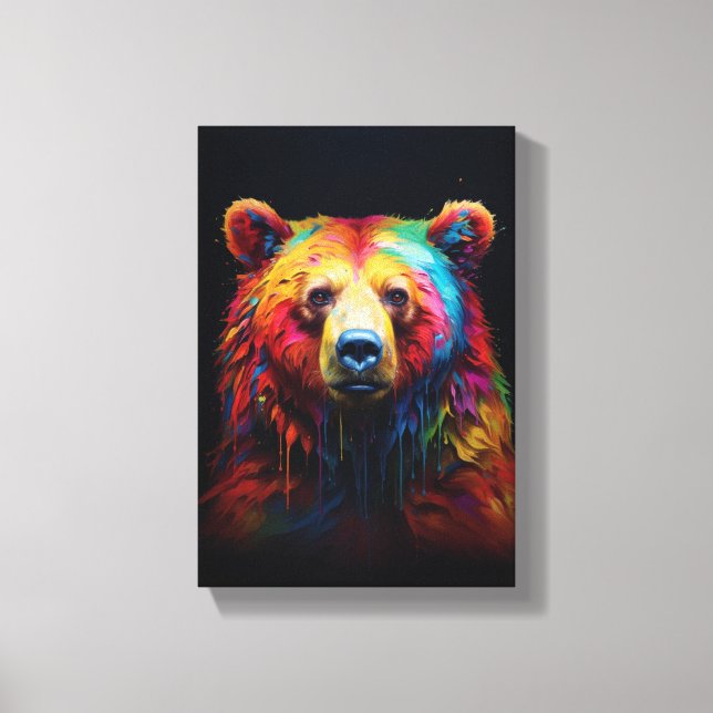 Impressão Em Tela Urso-Arco-Íris (Frente)