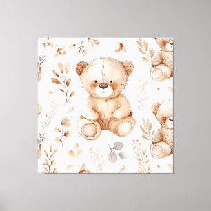 Impressão Em Tela Urso Beige Bonito