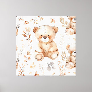 Impressão Em Tela Urso Beige Bonito