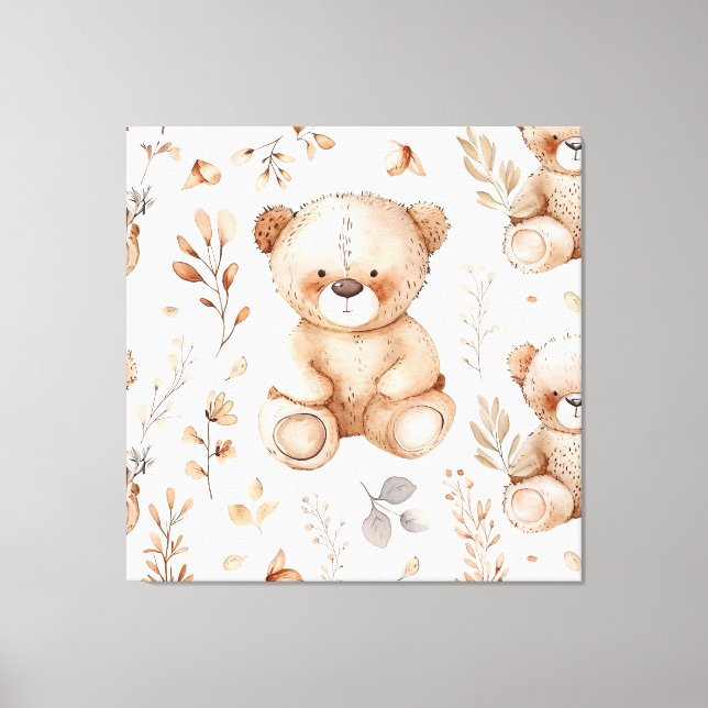 Impressão Em Tela Urso Beige Bonito (Frente)