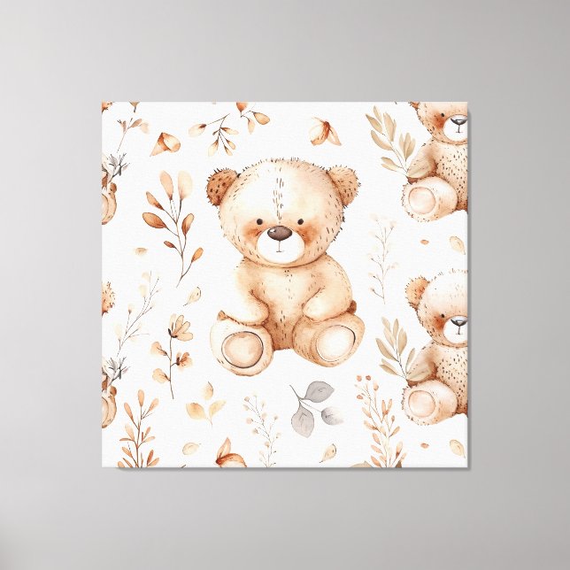 Impressão Em Tela Urso Beige Bonito (Frente)