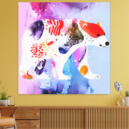 Impressão Em Tela Urso Celestial com um Sorriso         