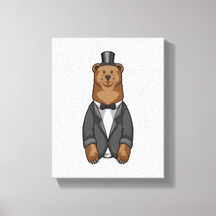 Impressão Em Tela Urso como Noivo com Jaqueta