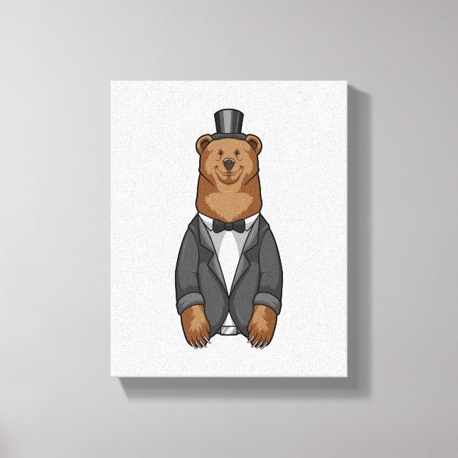 Impressão Em Tela Urso como Noivo com Jaqueta (Frente)