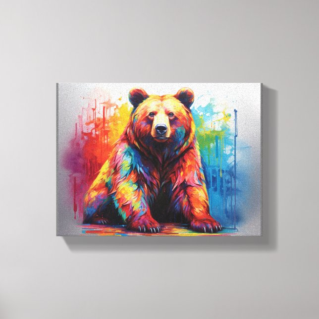 Impressão Em Tela Urso de abertura da pintura (Frente)