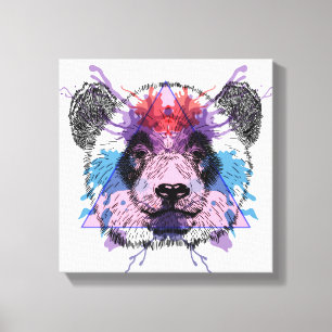 Impressão Em Tela Urso de Panda Geométrico