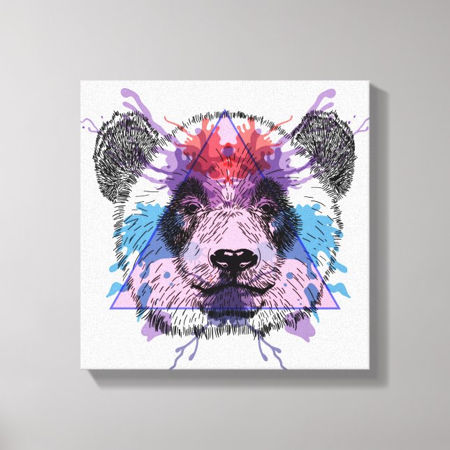 Impressão Em Tela Urso de Panda Geométrico (Frente)