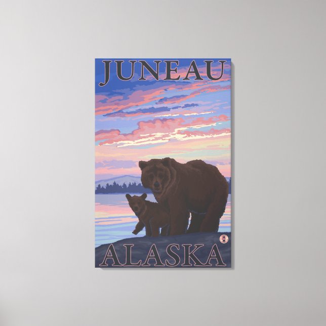 Impressão Em Tela Urso e Cub - Juneau, Alasca (Frente)