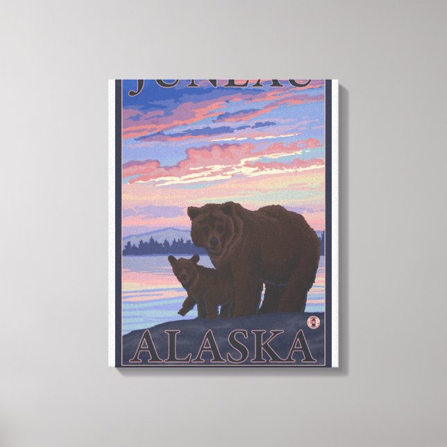Impressão Em Tela Urso e Cub - Juneau, Alasca (Frente)