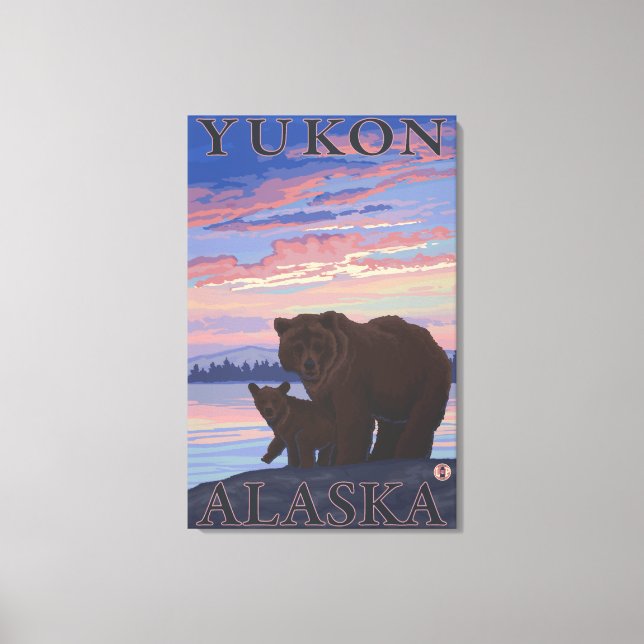 Impressão Em Tela Urso e Cub - Yukon, Alasca (Frente)