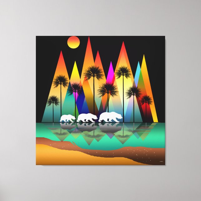 Impressão Em Tela Urso Em Montanhas Modernas Da Floresta (Frente)