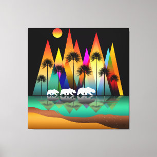 Impressão Em Tela Urso Em Montanhas Modernas Da Floresta